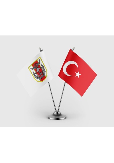 Tsk Türk Silahlı Kuvvetleri Bayrağı Ve Türk Bayrağı İkili Saten Masa Bayrağı Takımı Diğer