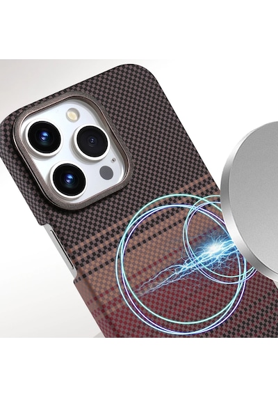 Apple Uyumlu iPhone 15 Pro Max Kılıf Vega Magsafe Karbon Desen Kapak Siyah