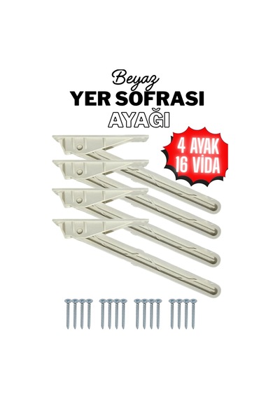 4 Adet Yer Sofrası Ayağı 22 Cm Beyaz Plastik Katlanır Sofra Ayağı Yer Sofrası Sini Altı Ayak 22 Cm Beyaz Beyaz