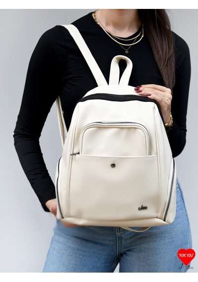 Jara Bag Freya Kadın Sırt Çantası Şık, Yumuşak Dokulu Ve 5 Bölmeli Krem