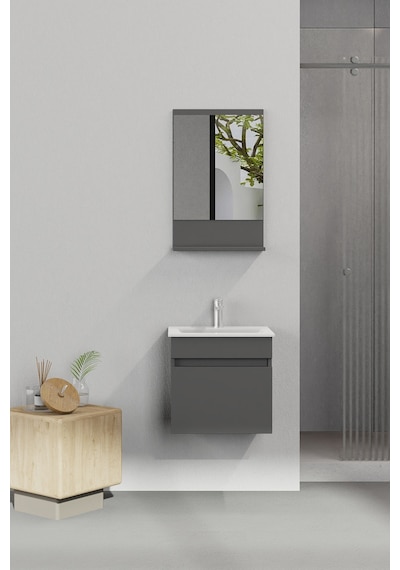 Biani Tome 50 Cm Banyo Dolabı Renk Mat Gri