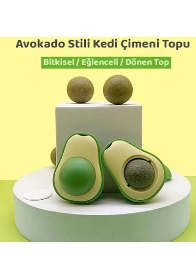 Avokado Kedi Nanesi Topu Yapışkanlı Kedi Otu Oyuncağı, Kedi Eğlence Topu