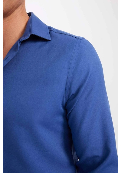 DeFacto Modern Fit Polo Yaka Poplin Uzun Kollu Gömlek R4340AZNSIN239