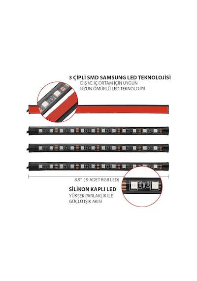 Eraks Araç Içi Kumandalı Sese Duyarlı 12 Led Ayak Altı Led (486083823)