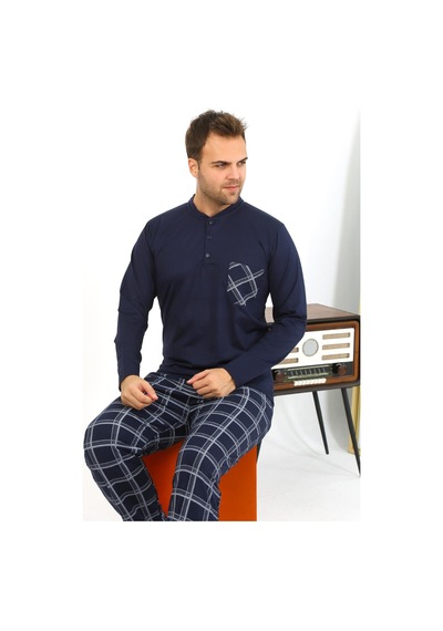Akbeniz Erkek Uzun Kol Penye Lacivert Pijama Takımı 6861 Lacivert