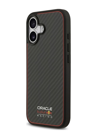 Apple Uyumlu iPhone 17 Kılıf Redbull Lisanslı M-safeli Karbon Fiber Parlayan Logolu Kevlar Kapak Siyah Siyah