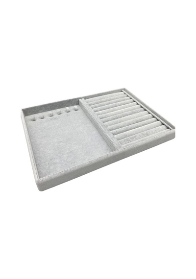 Yerli Üretim Venedik Model Süet Kumaş Gri 34/24 Cm Tırnaklı-sosisli Takı Çekmece Ici Standı Çok Renkli