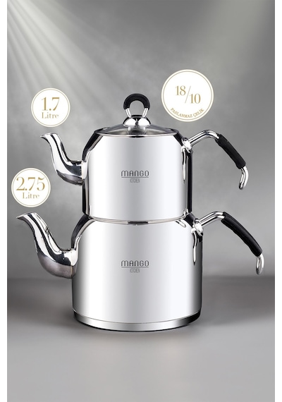 Weyne Mango Kitchen - Maxi Büyük Boy 18/10 Paslanmaz Çelik 1.6-2.5 Lt. Çaydanlık Takımı Inox
