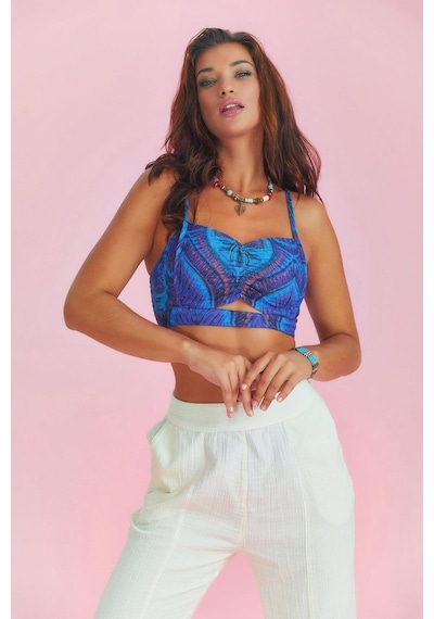 Los Banditos İnce Askılı Cut Out Detay Desenli Bralet Saks
