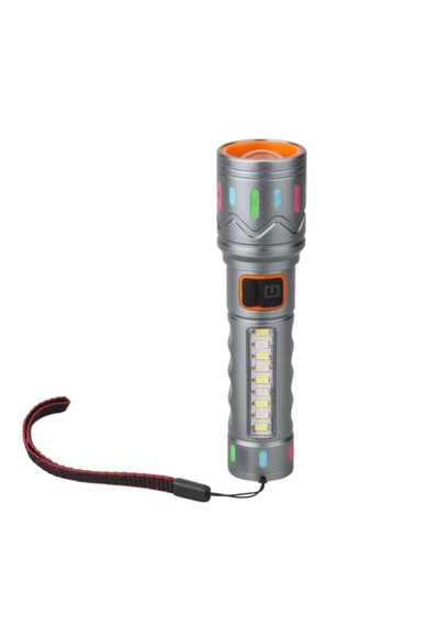 Panther 10 Watt Tg Led + 2 Smd Led Usb Şarjlı El Feneri Açık Gri