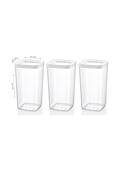Kare Saklama Kabı Seti, 3 Parça, 1200 Ml 2.8 L