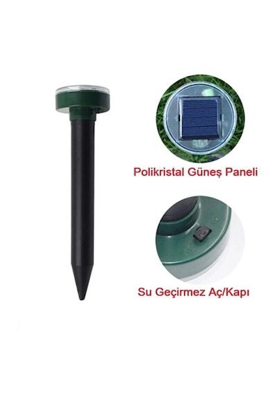 Solar Güneş Enerjili Haşerat Kovucu & Köstebek Yılan Akrep Fare Kovucu & Etkili Yöntem & Toprağa Saplamalı