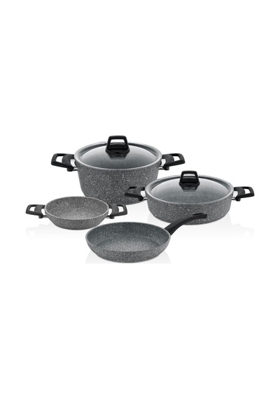 Falez Efes 6 Parça Granit Set Gri
