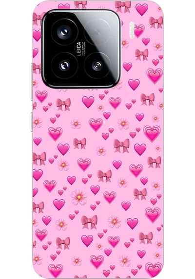 Xiaomi Mi 15 Pro Uyumlu Pembe Minik Kalpler Baskılı Silikon Kılıf Renkli