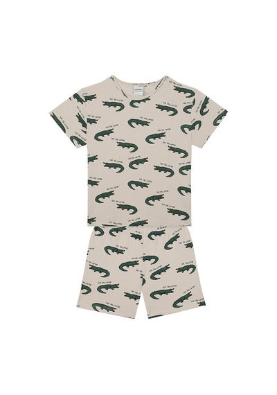 Antebies Timsah Kısa Kollu Tshirt Şort Pijama Takımı Renkli
