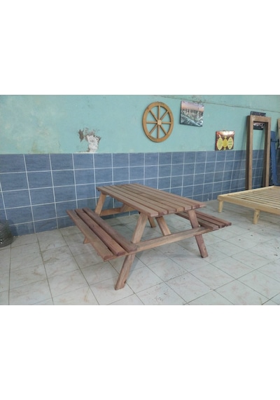 Şen Mobilya Ahşap Piknik Masası Dış Mekan Masa M4 Açık Ceviz