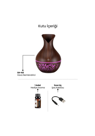 Hava Nemlendirici Buhar Makinesi Oda Kokusu Aroması Rgb Ledli Gece Lambası 150ml Humidifier