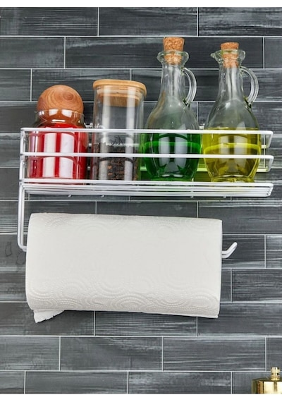 Yapışkanlı Raflı Kağıt Rulo Havluluk Peçetelik Havlu Kağıltlık Banyo Mutfak Düzenleyici Raf Beyaz Me Diğer