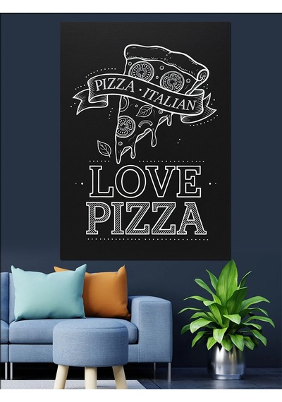 Pizza Aşkı Sonsuz Lezzet Dekoratif Kanvas - Mdf Ahşap Tablo