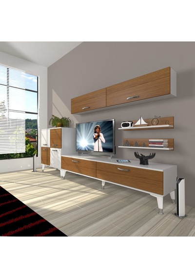 Decoraktiv Eko 6y Slm Std Silver Tv Ünitesi Tv Sehpası Beyaz - Ceviz