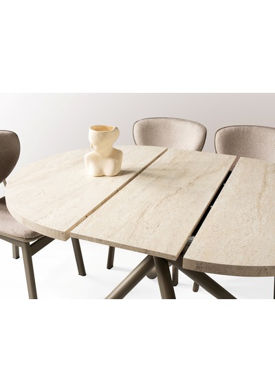 Truva Yuvarlark Açılır Mdf Mutak Masası 104cm Bej