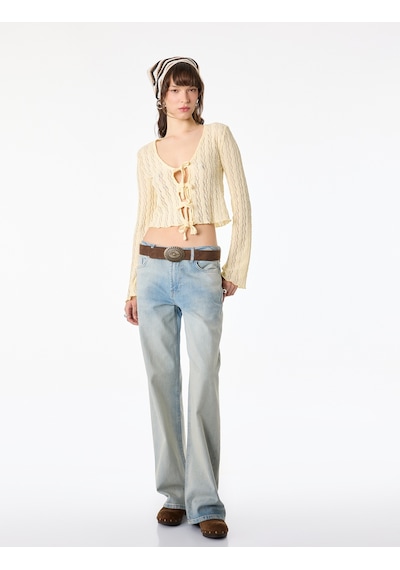 Koton Düşük Bel Pamuklu Düz Paça Denim Pantolon - Straight Fit Jean Açık İndigo 6sal40201md Koton Düşük Bel Pamuklu Düz Paça Denim Pantolon - Straight Fit Jean Açık İndigo 6sal40201md