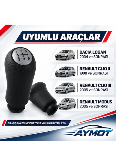 Kraftvoll Dacia Logan Renault Clio 2 Clio 3 Modus 5 İleri Vites Topuzu Mat