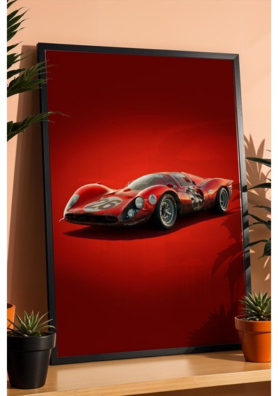 Saturn Ferrari 330 P4 Yarış Arabası Çerçeveli Tablo Erkek Odası Ve Garaj Dekoru Classic Car Collection