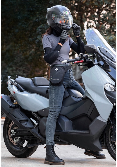 Rockbros Sert Kabuk Reflektörlü Motosiklet Bacak & Göğüs Çantası Siyah