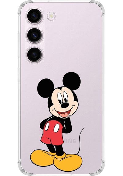 Samsung Galaxy Uyumlu S23 Plus Köşe Korumalı Antişok Kapak Mickey Mouse Tasarımlı Şeffaf Kılıf