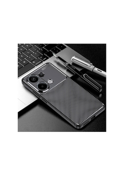 Fibaks Redmi Note 13 4G Uyumlu Kılıf Karbon Desenli Kamera Korumalı Renk Atmaz Silikon Kapak