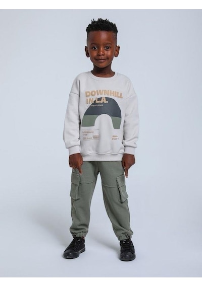 Jack Lions Erkek Bebek Downhill Yazılı Sweatshirt-14342 Gri