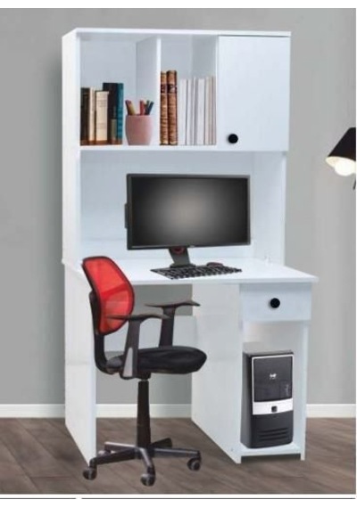 1 Kapılı 1 Çekmeceli Beyaz Çalışma Masası Beyaz