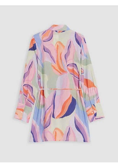 Lcw Everyday Karışık Beli Kuşaklı Desenli Kadın Gömlek Tunik