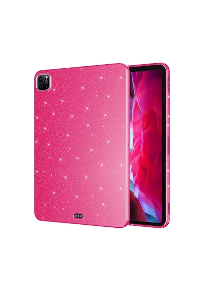 Goocamp Apple Uyumlu iPad, Pro 11 2018 Simli Parlak Görünümlü Tablet Koton Kılıf-pembe Koyu Tablet Kılıfı