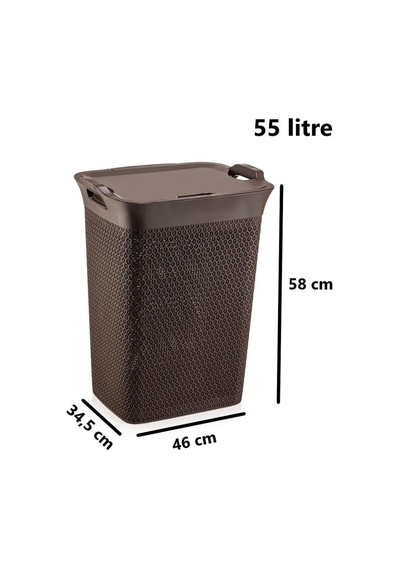 Omnipazar Sy-4630 Plastik Safir Kirli Çamaşır Sepeti 55 Lt Kahverengi Kahverengi