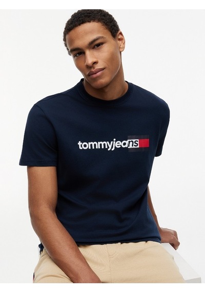 Tommy Hilfiger Tjm Reg Entry Dna Ss Tee Erkek Mavi T-shirt - Dm0dm23406