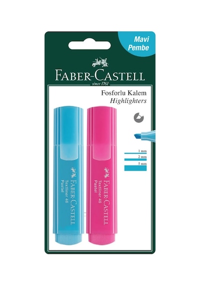 Faber Castell Fosforlu Kalem 2'li Mavi/pembe