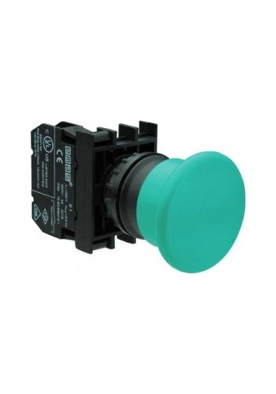 Emas B100my B Serisi Plastik 1no Yaylı 40 Mm Mantar Yeşil 22 Mm Buton