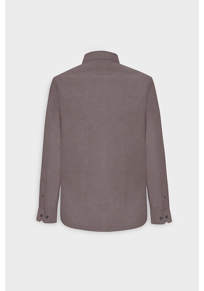 AC&Co / Altınyıldız Classics Tailored Slim Fit Dar Kesim Düğmeli Yaka Oxford Erkek Gömlek Kahverengi