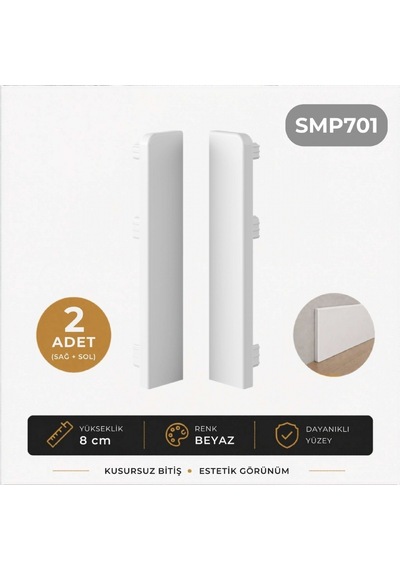 Sempla Pvc Süpürgelik Beyaz - Smp701 Bitiş Kapağı Aksesuarı 1 Paket - 2 Adet