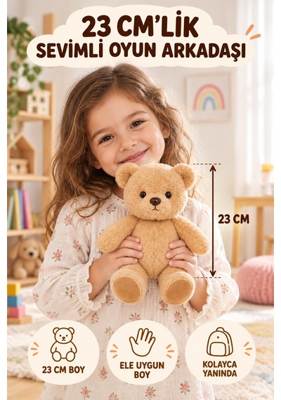 23 Cm Hareketli Ayı Peluş Oyuncak Kahverengi Oynar Baş Kol Bacak Yumuşak Sevimli Ayıcık Oyun Arkadaşı