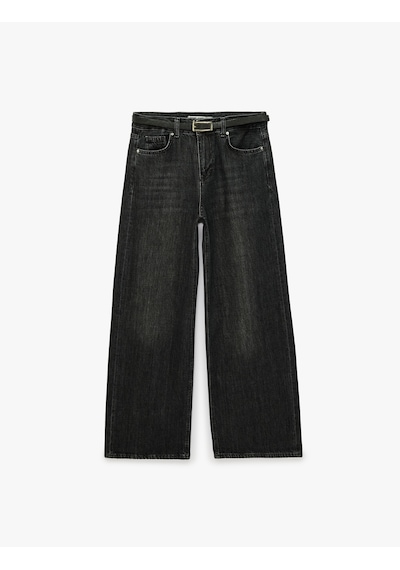 Koton Düğmeli Cepli Normal Bel Bol Kalıp Denim Pantolon - Loose Straight Fit Jean Siyah 7wal40100md Koton Düğmeli Cepli Normal Bel Bol Kalıp Denim Pantolon - Loose Straight Fit Jean Siyah 7wal40100md