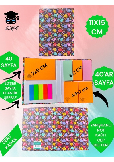 Yapışkanlı Not Kağıdı Cep Defteri Model Post-it Defteri Yapışkanlı Kağıt Seti Büyükdinozor