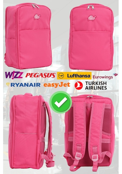 Jet Turtle Seyahat Sırt Çantası 40cm 40x25x15 Cm Pegasus, Wizz Air, Ryanair, El Valizi Koltuk Altı Valizi Fuşya