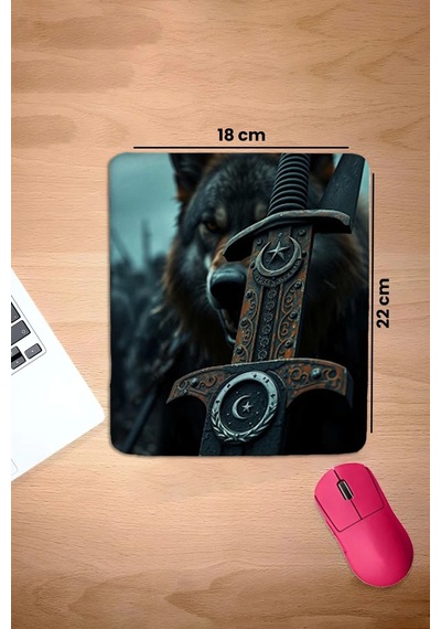 Sonictouch Bilek Destekli Kurt Siyah Dikdörtgen Pürüzsüz Yüzey Dikişsiz Mouse Pad 18x22cm Mousepad