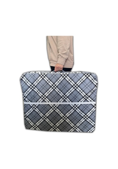 Tek Kişilik Katlanır Yer Yatağı 70x180x6cm Gri Ekose Sünger Yatak
