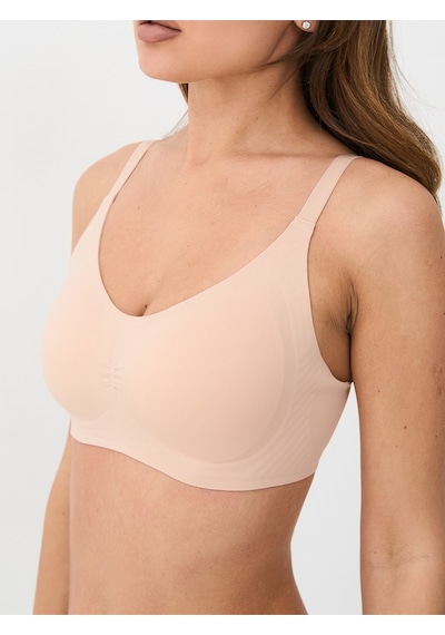 Alya Underwear Kadın Dikişsiz Sütyen Çıkarılabilir Yuvarlak Kaplı Lazer Kesim Görünmez Sütyen Siyah Pudra