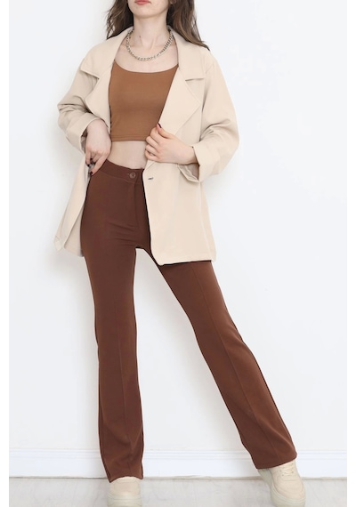 Oversize Düğmeli Ceket Bej - 951.1247.