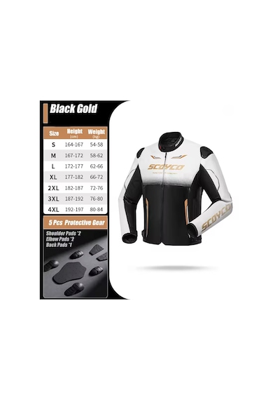 Motoanl Motosiklet Montu 4 Mevsim Sport Racing Mont Pu Leather Black-gold